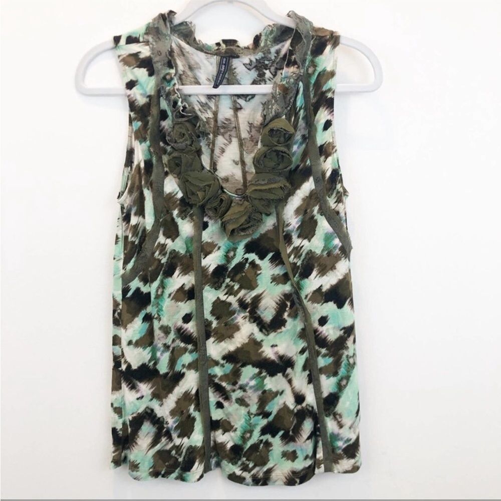 Anthropologie One September Olive Rosette Tank Top Small